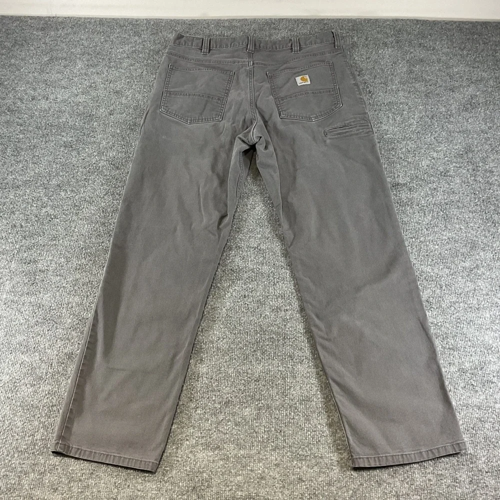 Carhartt Relaxed Fit Pants Mens 36x32 BN2517-M Gray Canvas Work Utility Jeans
